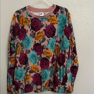 Nike Athletics XL Floral Top with Teal and Yellow Accents
